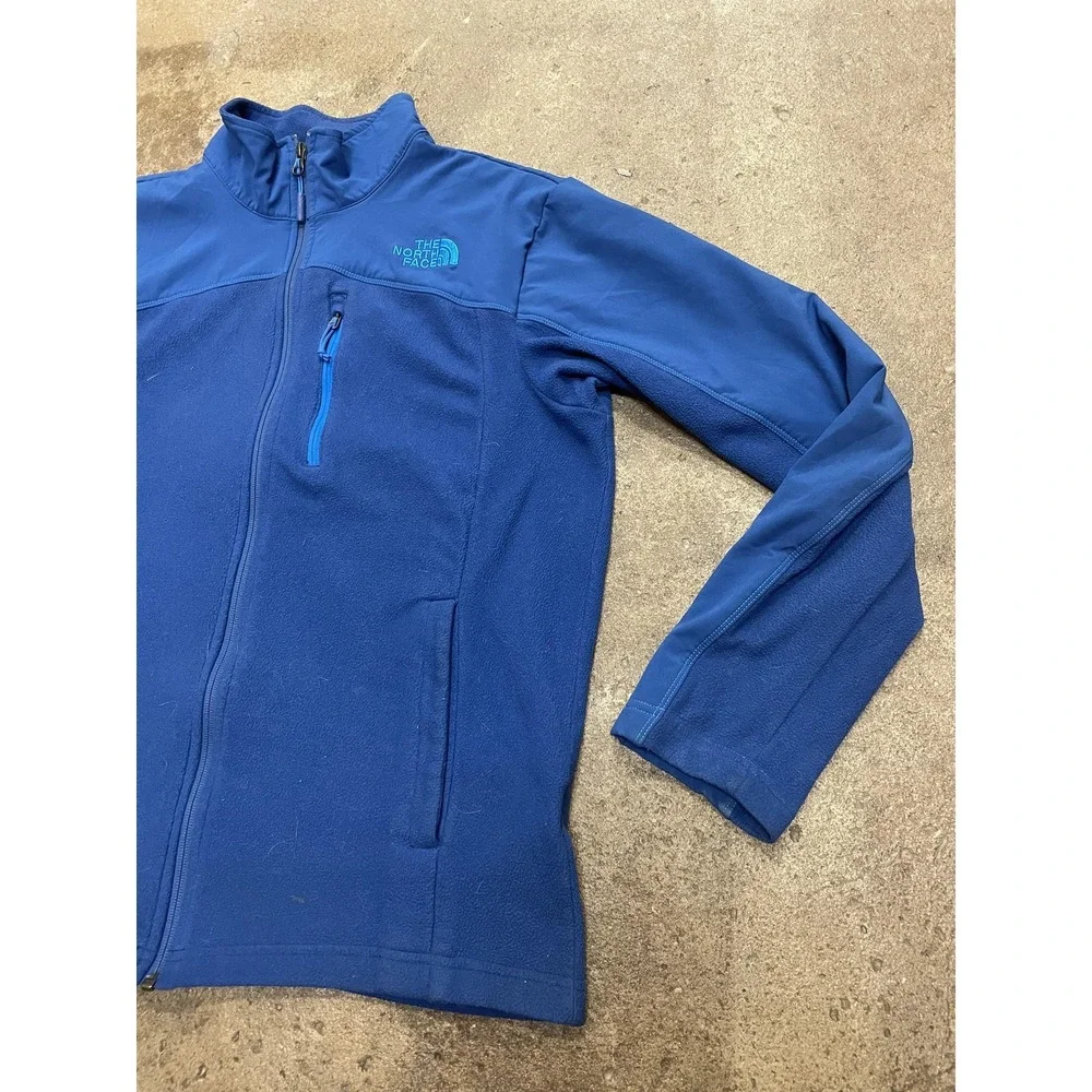 The North‎ Face Jacket Mens Medium Blue Fleece Softshell Full Zip Hiking Trail